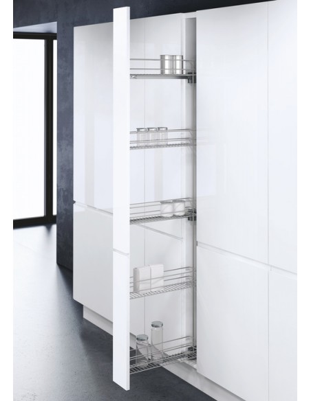 150mm Vauth Sagel Tall Larder VS-TAL-WIRO Kitchen Pull-Out Silver RH  54985922