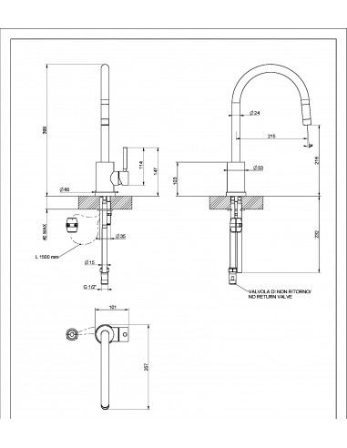 Clearwater Elmira Pull Out Spray Kitchen Tap Brushed Nickel ELMBS