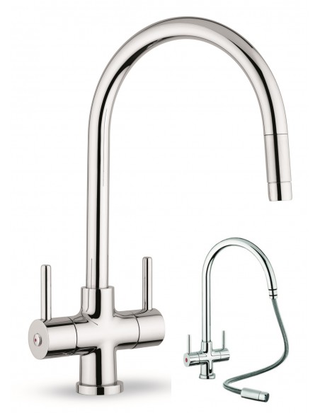 Clearwater Emporia Spray Tap Kitchen Pull Out Brushed Nickel Low 0.3 EMPBS
