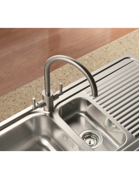 Clearwater Calypso Solid Stainless Steel Kitchen Tap Twin Lever