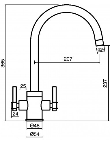 Clearwater Rococo Brushed Nickel Kitchen Tap Twin Lever 0.3 Bar Low ROC2BN