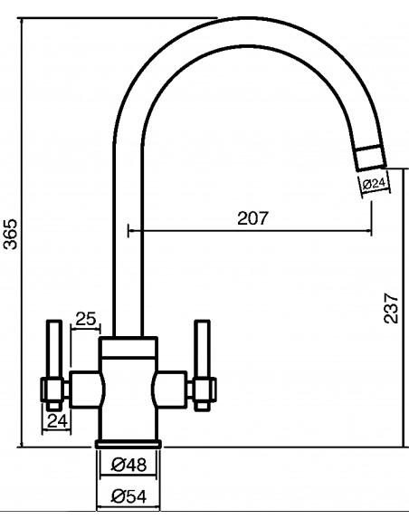 Clearwater Rococo Brushed Nickel Kitchen Tap Twin Lever 0.3 Bar Low ROC2BN