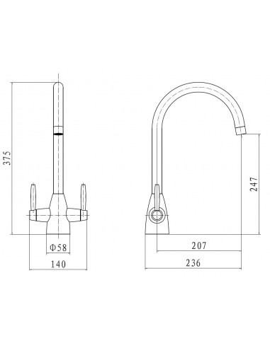 Tutti kitchen tap, twin levers, chrome TU81073CP