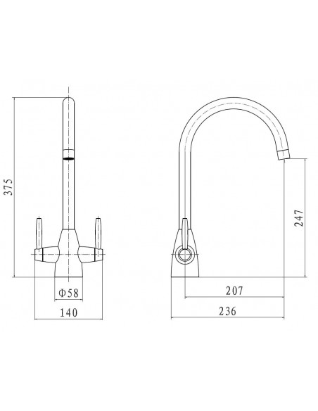 Tutti kitchen tap, twin levers, chrome TU81073CP