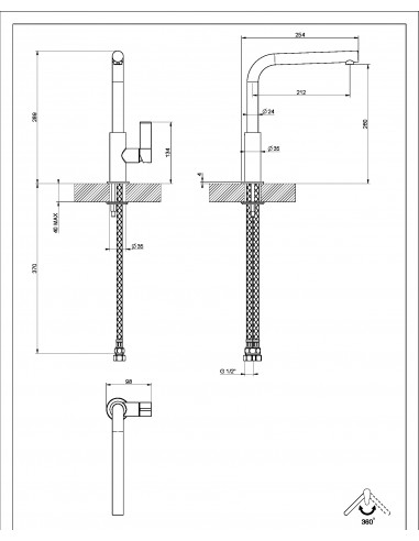 Clearwater Auriga Pull Out Spray Kitchen Tap Black Brushed Side Lever AUR3BN