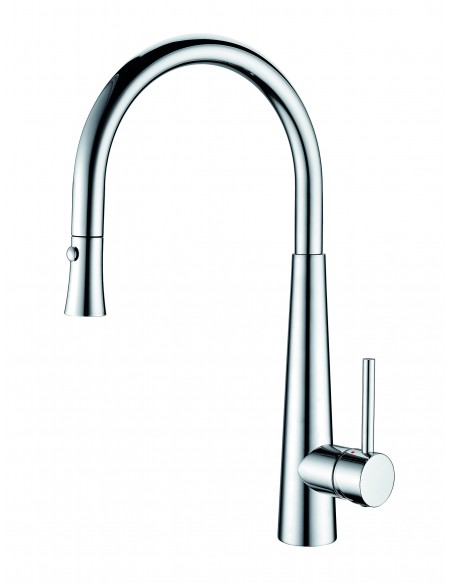 Clearwater Porrima Spray tap, swooping swan neck spout, swivel