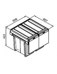 600mm Linea Waste Bin Pull Out 60L Triple Containers Hinged Doors 2A1102 2