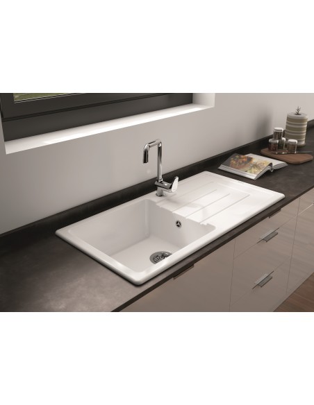 Thomas Denby Jarla 1.0 Bowl Large Kitchen Sink Ceramic White 1000x500 JAR1010