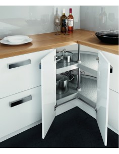3/4 Kitchen Corner Carousel 800x800mm L Shape Grey Solid Shelves 54141511