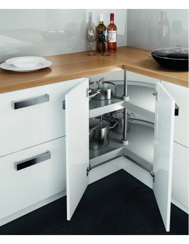 3/4 Kitchen Corner Carousel 800x800mm L Shape Grey Solid Shelves 54141511