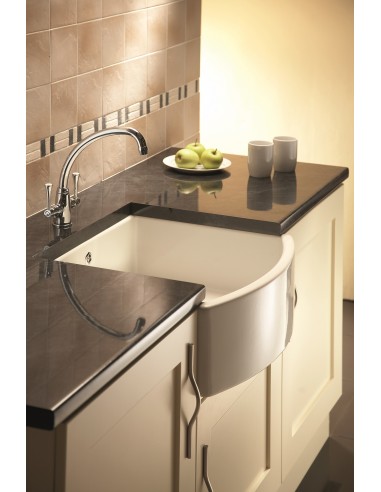 Shaws Waterside Kitchen Sink 60cm Curved Apron Front Ceramic Belfast SCWT595