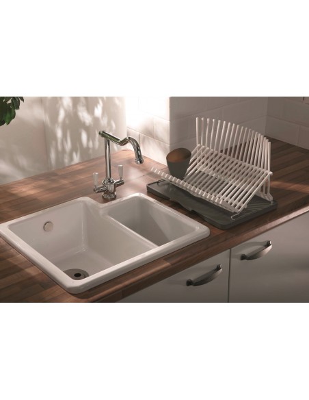 Shaws Classic Brindle Ceramic Kitchen Sink Top/Undermount 1.5 Bowl SCBH595WH