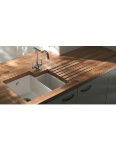 Shaws Classic Brindle Ceramic Kitchen Sink Top/Undermount 1.5 Bowl SCBH595WH 2