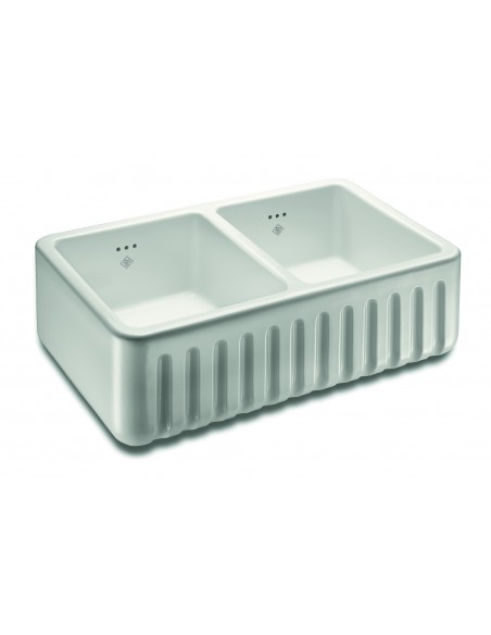 800mm Shaws Ribchester Butler Kitchen Sink Fluted Apron Front Double SO0800010