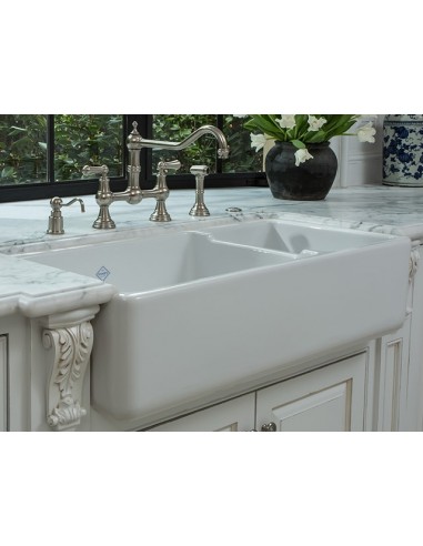 Shaws Edgeworth Double Bowl Belfast Kitchen Sink Ceramic White SEDG100