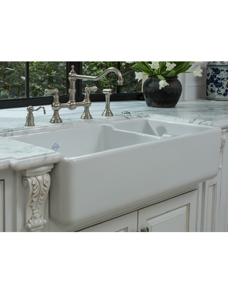 Shaws Edgeworth Double Bowl Belfast Kitchen Sink Ceramic White SEDG100