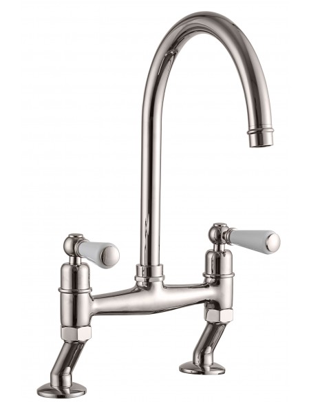 Clearwater Dephini Double Lever Bridge Tap Brushed Nickel