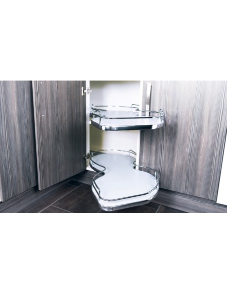 1000mm Nuvola Kitchen Corner 600mm Door Pull-Out Storage White Trays