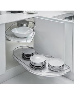 900mm+ Fly Moon Kitchen Corner Swing Out Built-In Storage White Trays FLY452DX