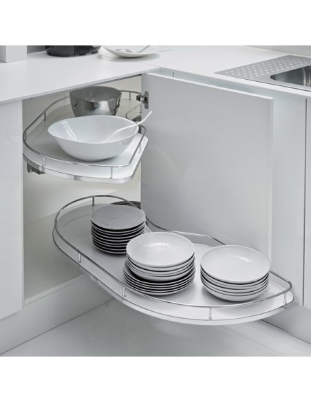 900mm+ Fly Moon Kitchen Corner Swing Out Built-In Storage White Trays FLY452DX