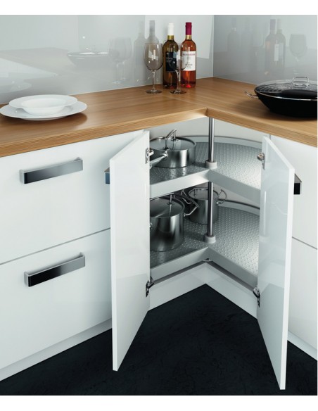 3/4 Kitchen Corner Carousel Ninka 900x900mm L Shape Grey Solid Trays 54141512