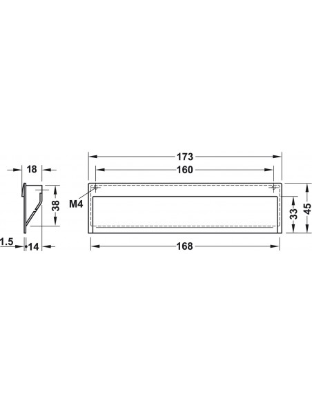 Inset Kitchen Door Handle Brushed 160mm x 173mm Letterbox + Screws