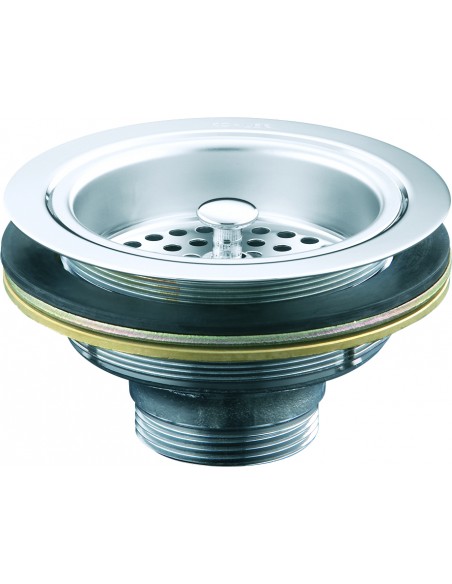 Deluxe 90mm Strainer Waste Overflow Chrome/Brushed