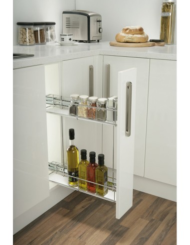 150mm Narrow Kitchen Pull-Out Storage White Base Solid Inserts 2-Tier 54525220+54525790