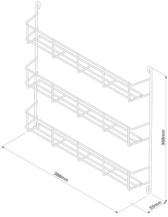 3-Tier Spice Rack Storage Wire Chrome Shelf  Doors / Panels 388mm width WWSR503 2