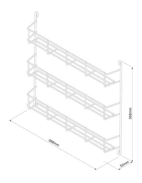3-Tier Spice Rack Storage Wire Chrome Shelf  Doors / Panels 388mm width WWSR503