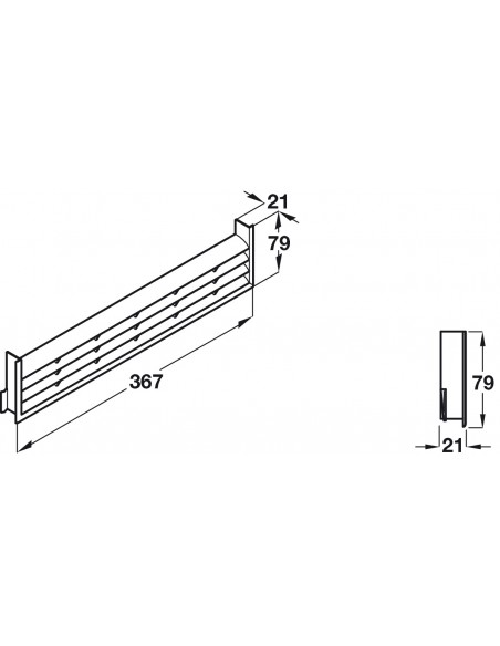 Kitchen Plinth Vent Stainless Steel Effect 367 x 79mm 200 Cm2 57179000