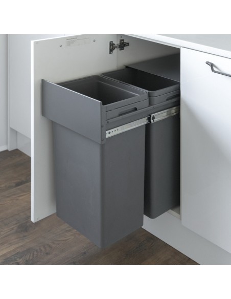 400mm Boss Waste Bin Kitchen Hinged Door X2 32L Containers 64L Base Mount 50221413