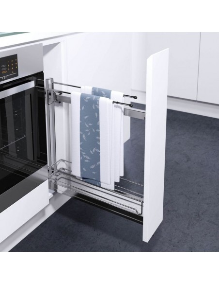 150mm VS Sub Slim Base Pull Out Basket & Double Towel Rail Vauth Sagel 54512252