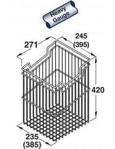 450mm Tilting Laundry-Basket Angled Utility Door Fixed 39L Wire Chrome 54049233+ 54049239 2
