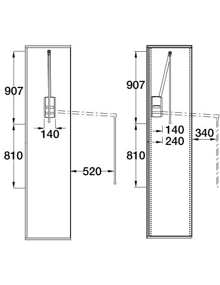 Pull Down Clothing Hanging Rail 440 / 1200mm Various Widths