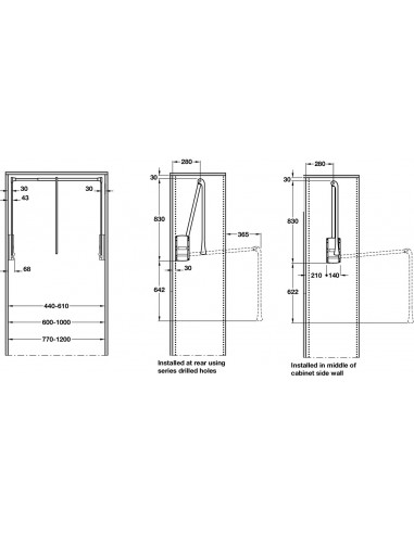 Pull Down Clothing Hanging Rail 770-1200mm Widths