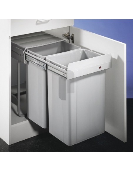 400mm Wesco Big Bio Kitchen Pull Out Waste Bin 52L Base Mount Hinged 757811-85