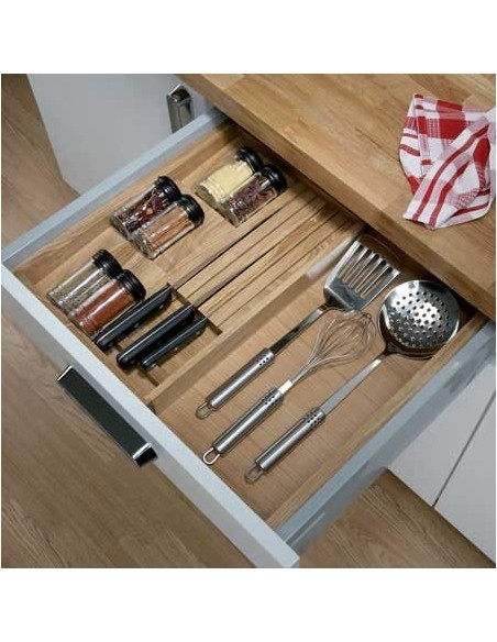 Spice Rack Knife Insert Oak Expanding 800 / 1000mm Kitchen Drawer 470D 55698512