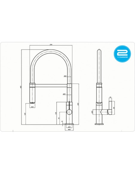 Spirale Copper Kitchen Spray Pull-Out Tap Flexi Black Hose 1810