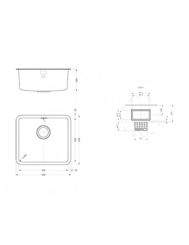 Luxsoplusuno25 450U Kitchen Sink 1.0 Bowl 1.2mm Stainless Undermount 1810 LPU/45/U25/S/353