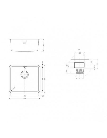 Luxsoplusuno25 450U Kitchen Sink 1.0 Bowl 1.2mm Stainless Undermount 1810 LPU/45/U25/S/353