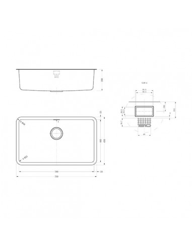 Luxsoplusuno25 700U Kitchen Sink 1.0 Bowl 1.2mm Stainless Undermount 1810 LPU/70/U25/S/355