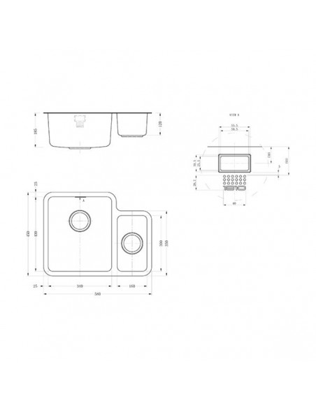 Luxsoplusduo25 340/160U Kitchen Sink 1.5 Bowl Undermount 1.2mm Stainless 1810 LPD/3416/U25/S/BBL/357