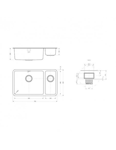 Luxso25 500/180U Kitchen Sink 1.5 Bowl Undermount 1.2mm Stainless 1810 LPD/5018/U25/S/BBL/361