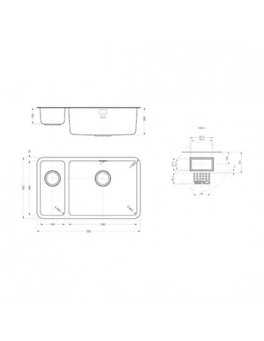 Luxsoplusduo25 180/500U Kitchen Sink 1.5 Bowl 1.2mm Stainless Steel LPD/1850/U25/S/BBR/360