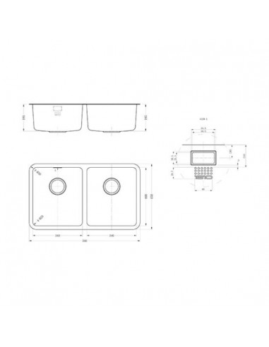 Luxsoplusduo25 340/340U Kitchen Sink 2.0 Bowl Undermount 1.2mm 1810 LPD/3434/U25/S/362