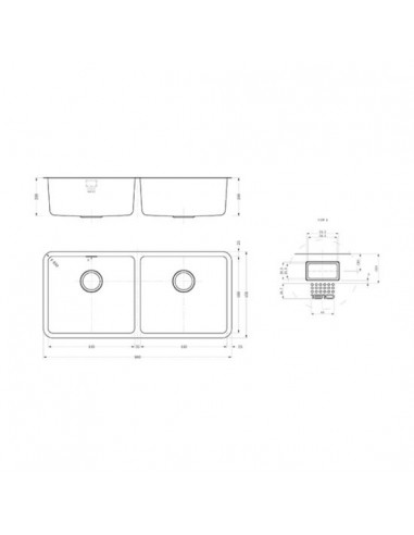 Luxso25 450/450U Kitchen Sink 2.0 Bowl Undermount 1.2mm Stainless 1810 LPD/4545/U25/S/363