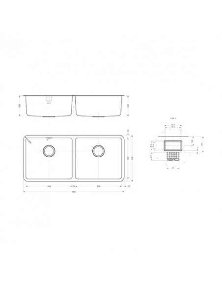 Luxso25 450/450U Kitchen Sink 2.0 Bowl Undermount 1.2mm Stainless 1810 LPD/4545/U25/S/363