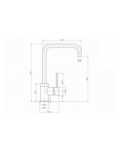 Cascata 1810 Tap Brushed steel CAS/02/BS, square spout