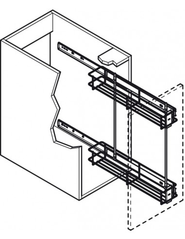 150mm Base Pull Out Softclosing + White Inserts Bottle Rack 54525200